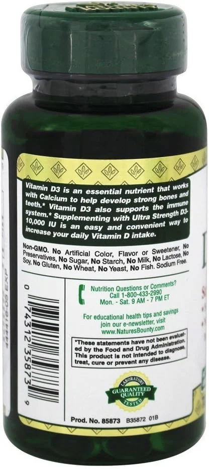 Nature's Bounty - ویتامین D3 با قدرت فوق العاده 10000 واحد بین المللی 72 سافت ژل Nature's Bounty - ویتامین D3 با قدرت فوق العاده 10000 واحد بین المللی 72 سافت ژل