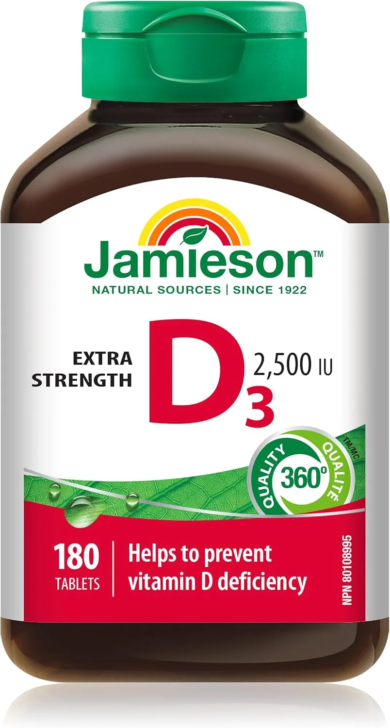 جیمسون ویتامین D3 با قدرت مضاعف 2500 واحد بین المللی، 180 قرص