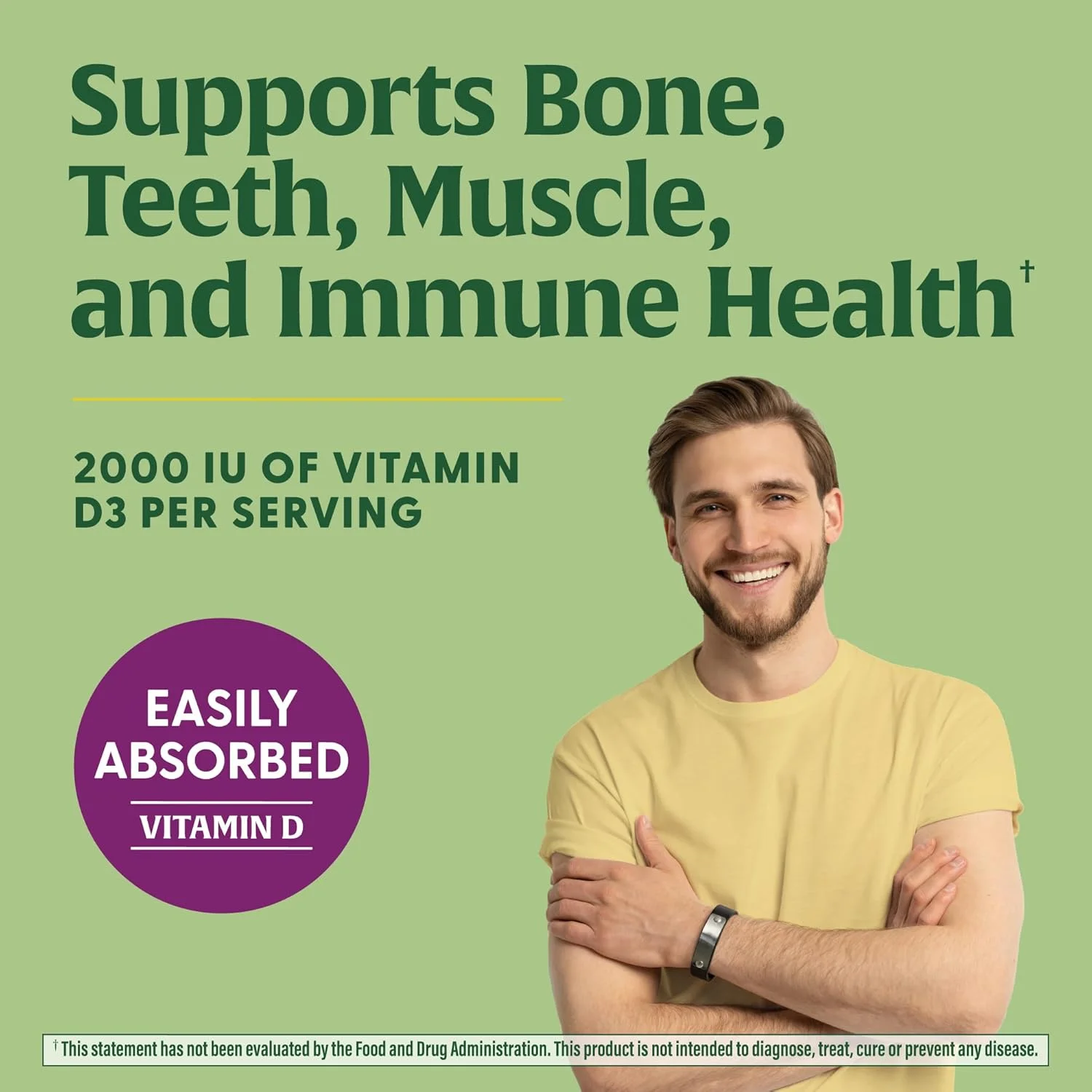 پاستیل ویتامین D3 2000 IU مگا فود (50 میکروگرم) - مکمل حمایت از استخوان، عضله و سیستم ایمنی - ارگانیک USDA، غیر GMO، میوه های مخلوط، 70 پاستیل 35 سروینگ