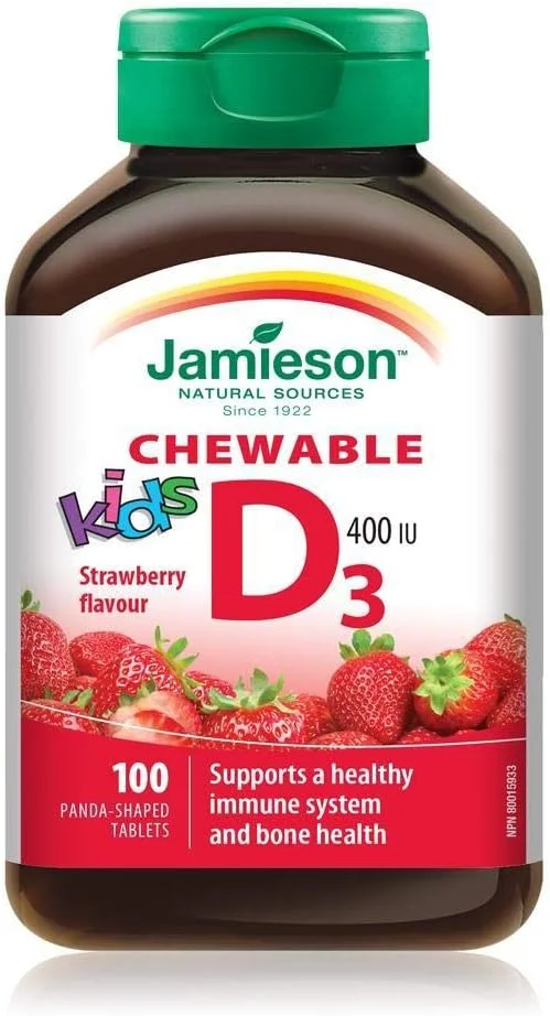 ویتامین D جویدنی جیمسون برای کودکان - طعم توت فرنگی - 100 عدد - برند: Laboratories ویتامین D جویدنی جیمسون برای کودکان - طعم توت فرنگی - 100 عدد - برند: Laboratories