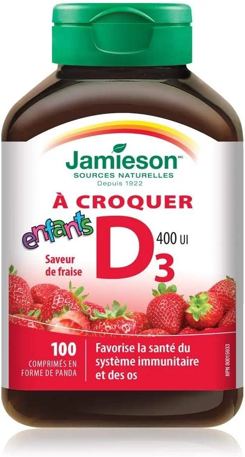 ویتامین D جویدنی جیمسون برای کودکان - طعم توت فرنگی - 100 عدد - برند: Laboratories ویتامین D جویدنی جیمسون برای کودکان - طعم توت فرنگی - 100 عدد - برند: Laboratories
