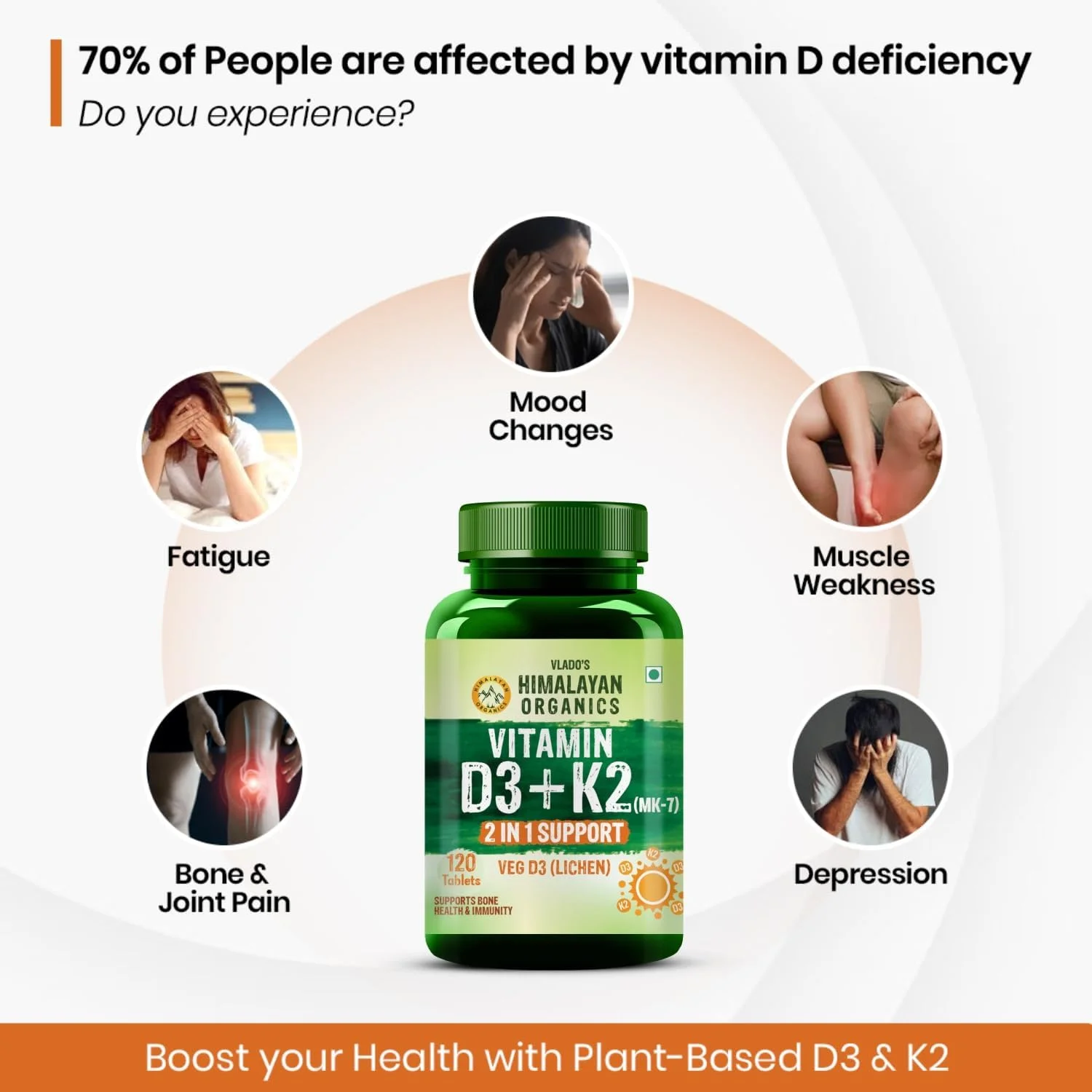 مکمل ویتامین D3 600 IU + K2 به شکل MK7 هیمالیان ارگانیکس | پشتیبانی از ایمنی قوی تر و سلامت استخوان و قلب | قلب سالم برای مردان و زنان - 120 قرص گیاهی مکمل ویتامین D3 600 IU + K2 به شکل MK7 هیمالیان ارگانیکس | پشتیبانی از ایمنی قوی تر و سلامت استخوان و قلب | قلب سالم برای مردان و زنان - 120 قرص گیاهی