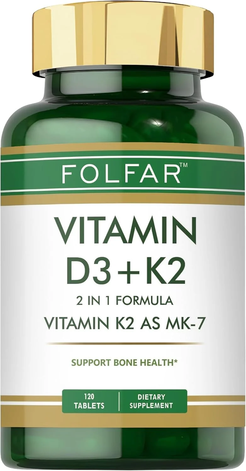 Folfar Vitamin D3 4000 IU + K2 as MK-7 (100 mcg) - 120 Tablets | 2-in-1 Formula for Optimal Bone Health Support | Promotes Calcium Absorption, Supports Immune Function & Heart Health| Non-GMO Folfar Vitamin D3 4000 IU + K2 as MK-7 (100 mcg) - 120 Tablets | 2-in-1 Formula for Optimal Bone Health Support | Promotes Calcium Absorption, Supports Immune Function & Heart Health| Non-GMO