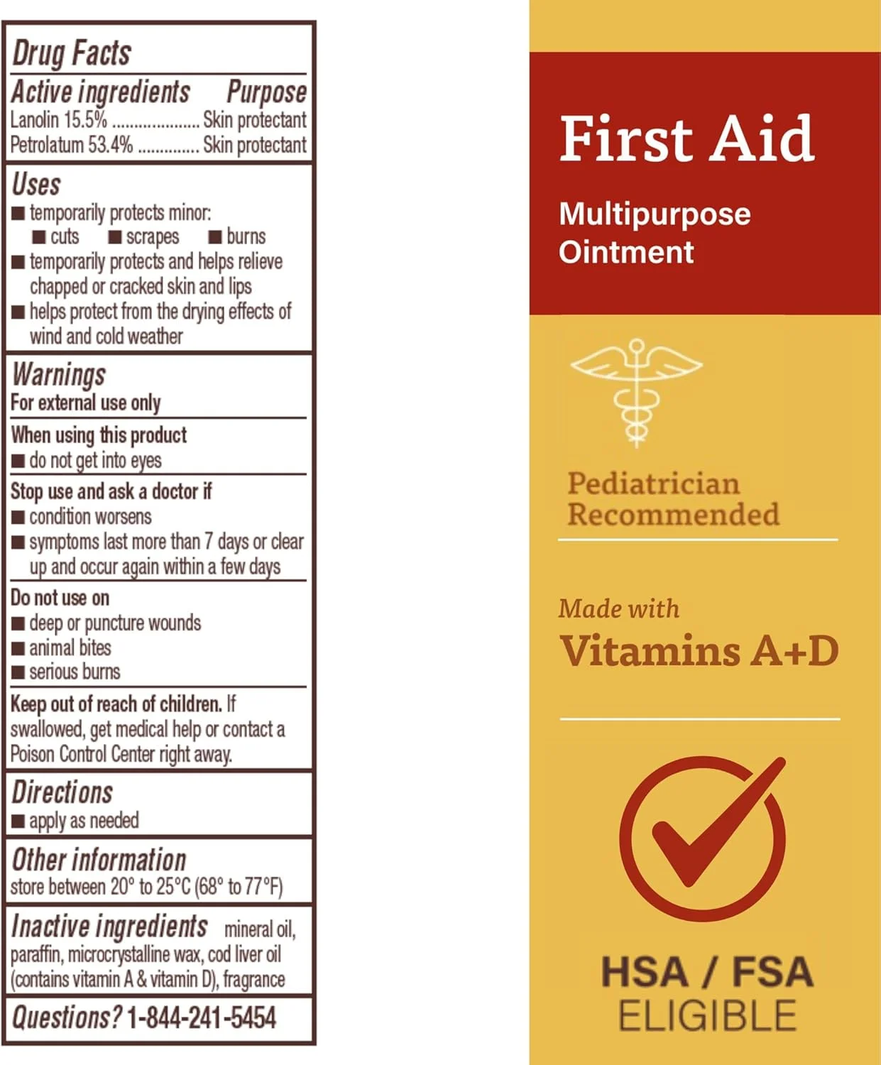 A+D First Aid Ointment - Moisturizing Skin Protectant for Dry Cracked Hands, Elbows, heals and lips - Use After Hand Washing ? 1.5 oz Tube