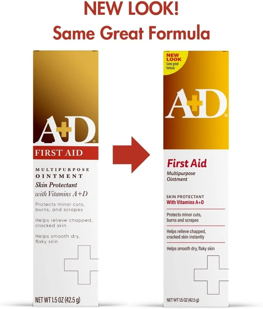 A+D First Aid Ointment - Moisturizing Skin Protectant for Dry Cracked Hands, Elbows, heals and lips - Use After Hand Washing ? 1.5 oz Tube