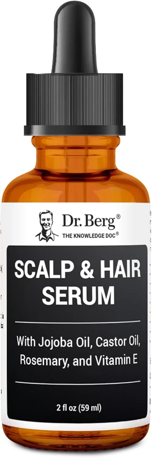سرم مو و پوست سر دکتر برگ (فرمول بهبود یافته) حاوی ویتامین D3 و E - روغن موی فاقد پارابن و سولفات، تست شده بالینی برای زنان و مردان - حاوی روغن رزماری، روغن کرچک و روغن جوجوبا - 2 اونس مایع