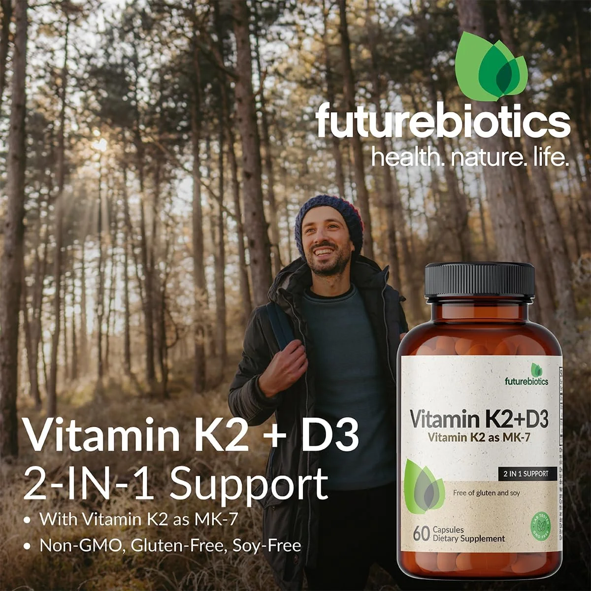مکمل ویتامین K2 (MK7) Futurebiotics با ویتامین D3 - فرمول غیر تراریخته - 5000 واحد بین المللی ویتامین D3 و 90 میکروگرم ویتامین K2 MK-7، 250 کپسول گیاهی مکمل ویتامین K2 (MK7) Futurebiotics با ویتامین D3 - فرمول غیر تراریخته - 5000 واحد بین المللی ویتامین D3 و 90 میکروگرم ویتامین K2 MK-7، 250 کپسول گیاهی