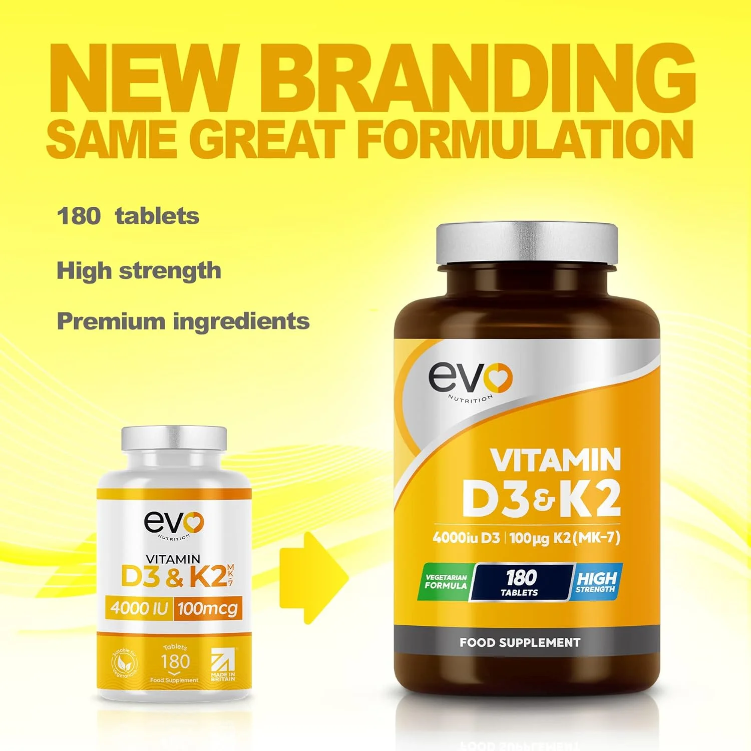 EVO NUTRITION ویتامین D3 4000iu و ویتامین K2 100ug (MK7) | 180 قرص گیاهی | روزانه 1 عدد | تامین 6 ماهه | ویتامین D3 و K2 با قدرت بالا | مکمل ویتامین D K2 | ساخت انگلستان EVO NUTRITION ویتامین D3 4000iu و ویتامین K2 100ug (MK7) | 180 قرص گیاهی | روزانه 1 عدد | تامین 6 ماهه | ویتامین D3 و K2 با قدرت بالا | مکمل ویتامین D K2 | ساخت انگلستان