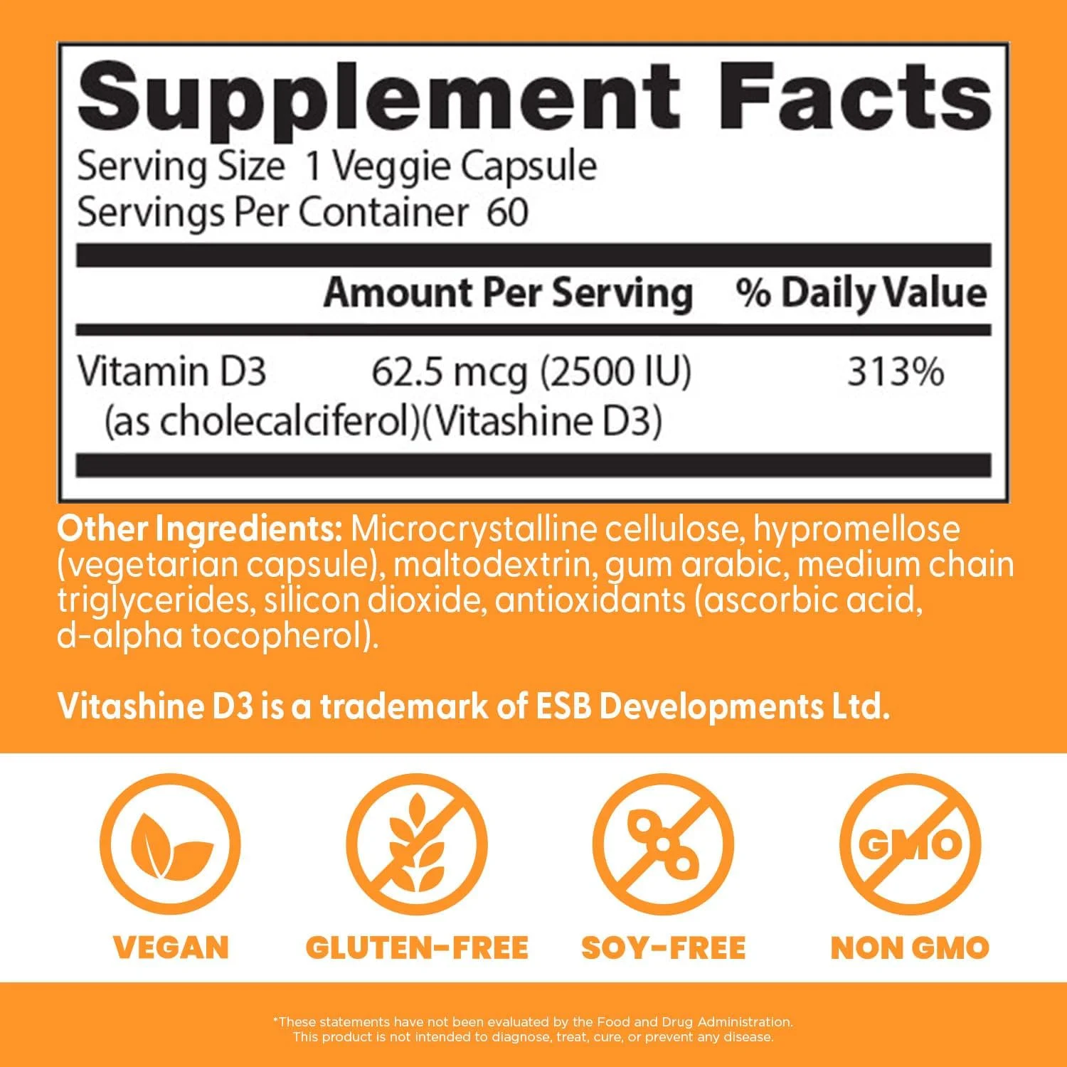 بهترین ویتامین D3 دکتر 2500IU با ویتامین D3 Vitashine، غیر GMO، وگان، بدون گلوتن، بدون سویا، تنظیم کننده عملکرد ایمنی، پشتیبانی از استخوان های سالم، 60 عدد بهترین ویتامین D3 دکتر 2500IU با ویتامین D3 Vitashine، غیر GMO، وگان، بدون گلوتن، بدون سویا، تنظیم کننده عملکرد ایمنی، پشتیبانی از استخوان های سالم، 60 عدد