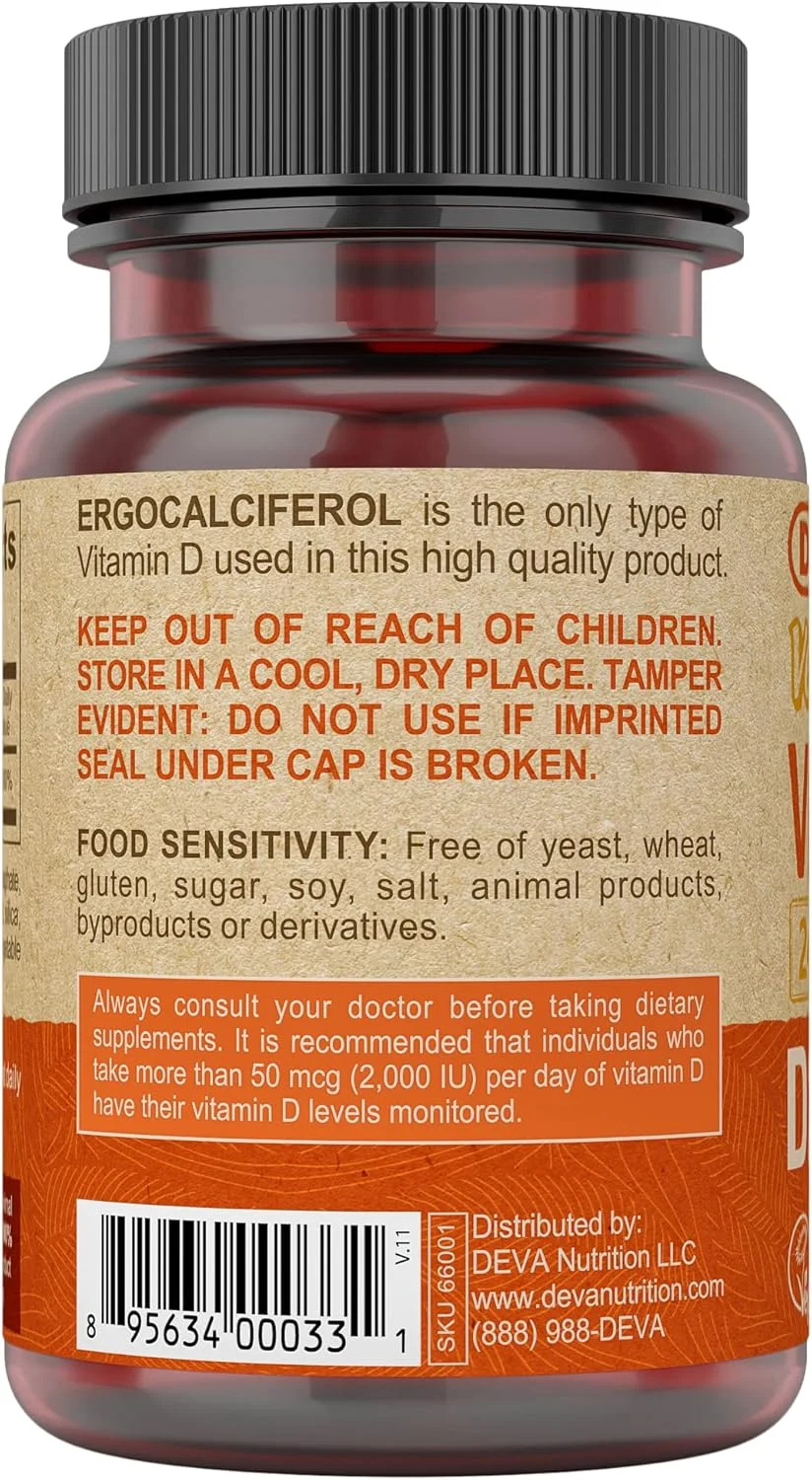 قرص ویتامین D2 گیاهی Deva Nutrition با دوز 2400 واحد بین المللی، 90 عدد قرص ویتامین D2 گیاهی Deva Nutrition با دوز 2400 واحد بین المللی، 90 عدد
