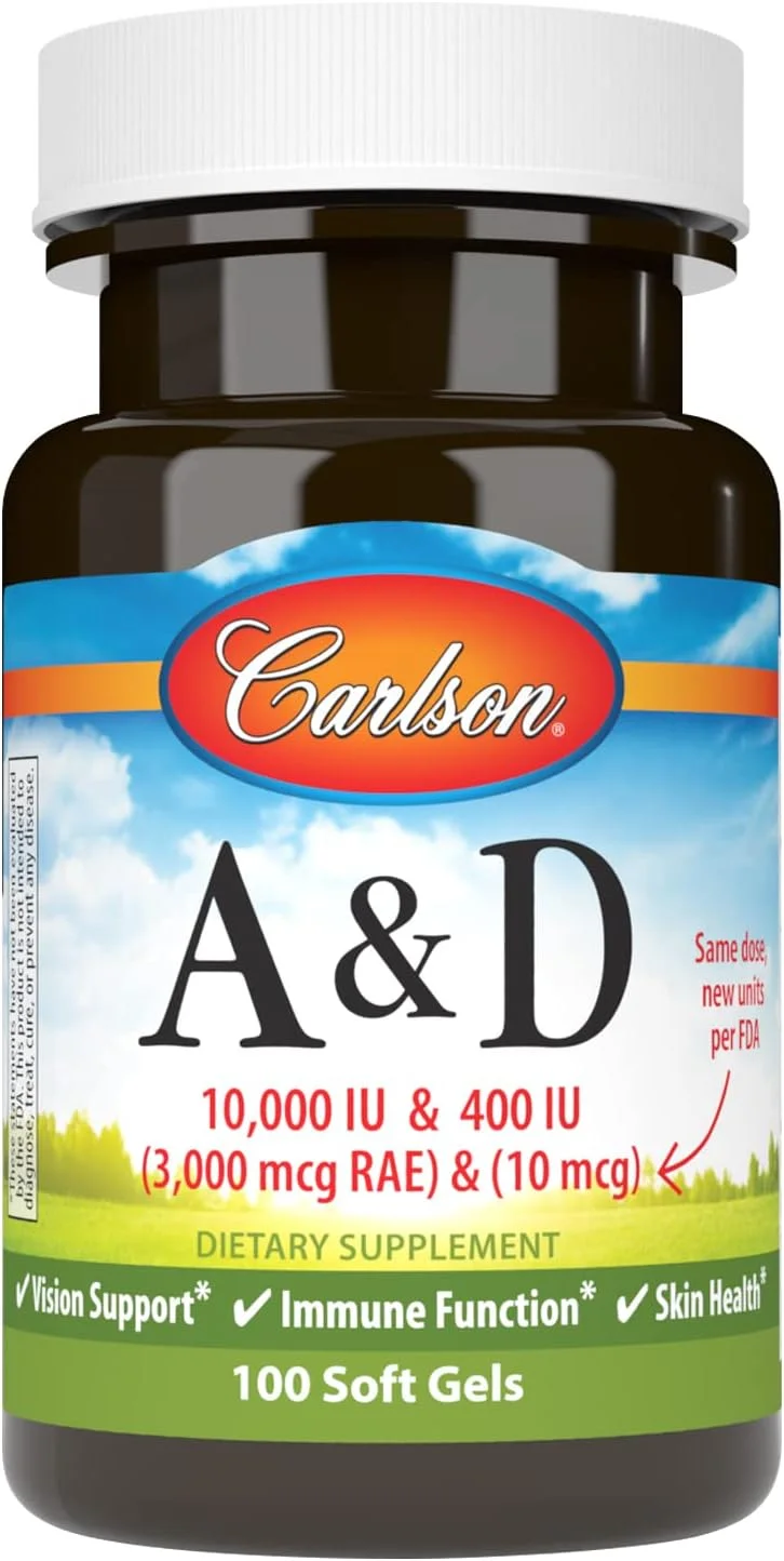 کارلسون - A & D، 10000 IU (3000 میکروگرم RAE) ویتامین A، 400 IU (10 میکروگرم) ویتامین D3، پشتیبانی از بینایی، سلامت پوست، 100 سافت ژل کارلسون - A & D، 10000 IU (3000 میکروگرم RAE) ویتامین A، 400 IU (10 میکروگرم) ویتامین D3، پشتیبانی از بینایی، سلامت پوست، 100 سافت ژل