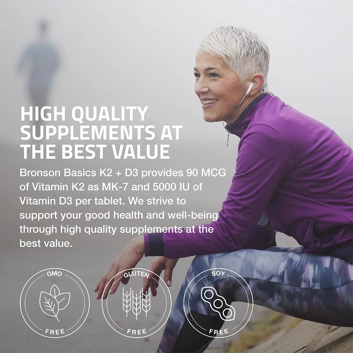 مکمل ویتامین K2 D3 برونسون (MK7)، فرمول غیر تراریخته، ویتامین D3 5000IU (125 میکروگرم) و 90 میکروگرم K2 MK-7، بلع آسان، کمپلکس D و K، 360 قرص مکمل ویتامین K2 D3 برونسون (MK7)، فرمول غیر تراریخته، ویتامین D3 5000IU (125 میکروگرم) و 90 میکروگرم K2 MK-7، بلع آسان، کمپلکس D و K، 360 قرص