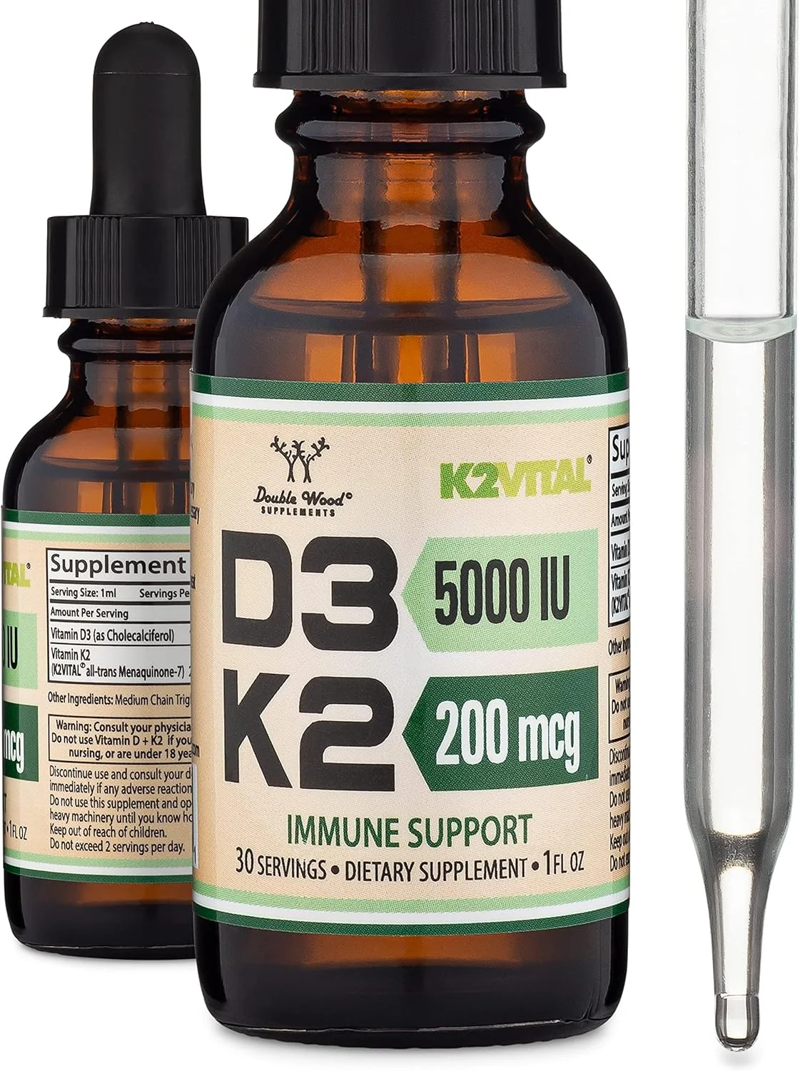 قطره مایع ویتامین D3 K2 5000 IU (5000 واحد بین المللی D3 و 200 میکروگرم K2 MK-7 (K2Vital) با خلوص 99.9%) قطره ویتامین D مایع با حداکثر جذب برای کودکان و بزرگسالان (30 سروینگ) از Double Wood قطره مایع ویتامین D3 K2 5000 IU (5000 واحد بین المللی D3 و 200 میکروگرم K2 MK-7 (K2Vital) با خلوص 99.9%) قطره ویتامین D مایع با حداکثر جذب برای کودکان و بزرگسالان (30 سروینگ) از Double Wood