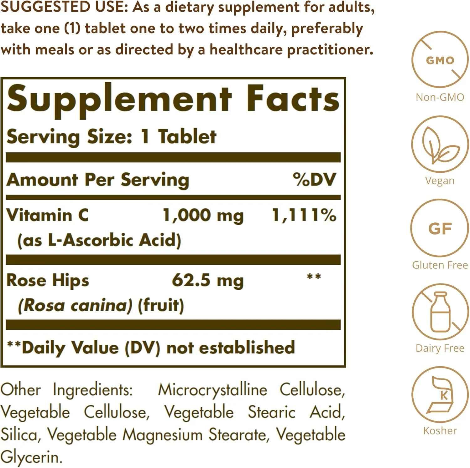 Solgar Vitamin C 1000 Mg, With Rose Hips 250 Tablets Solgar Vitamin C 1000 Mg, With Rose Hips 250 Tablets