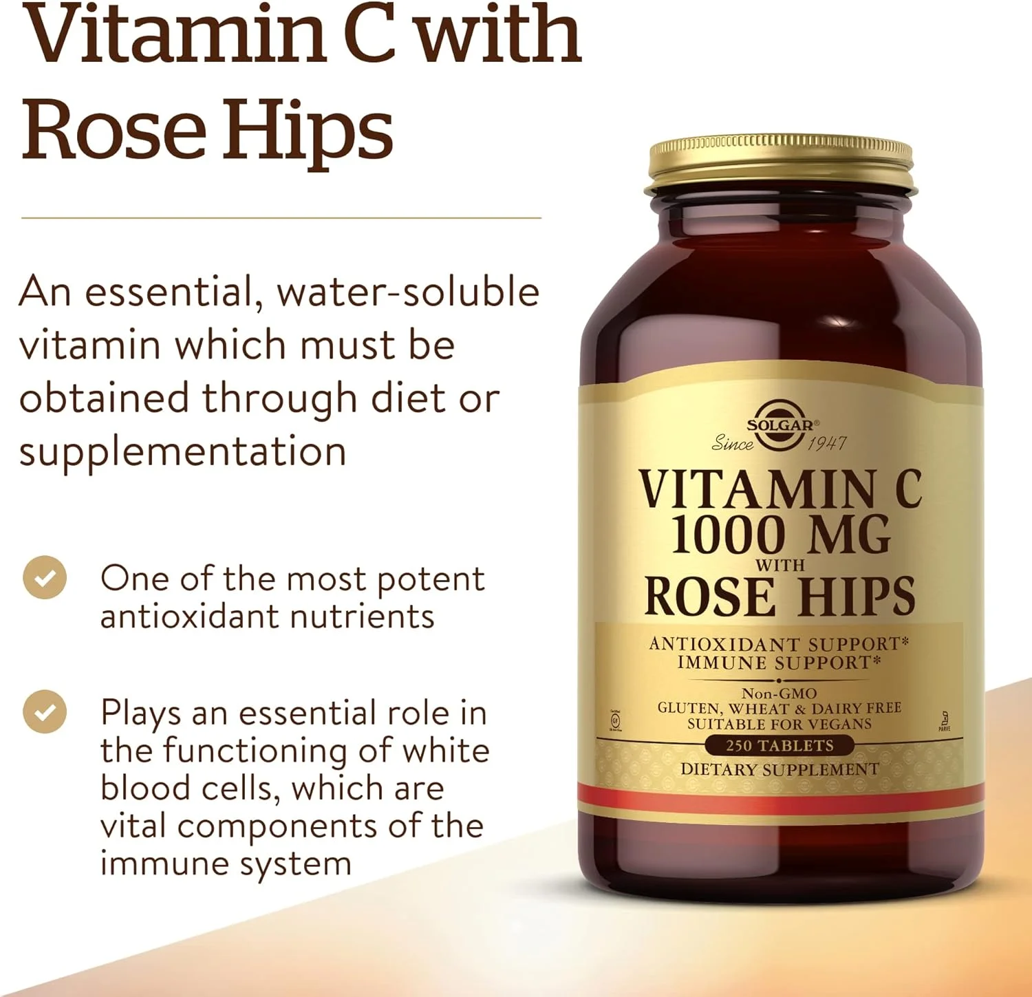 Solgar Vitamin C 1000 Mg, With Rose Hips 250 Tablets Solgar Vitamin C 1000 Mg, With Rose Hips 250 Tablets