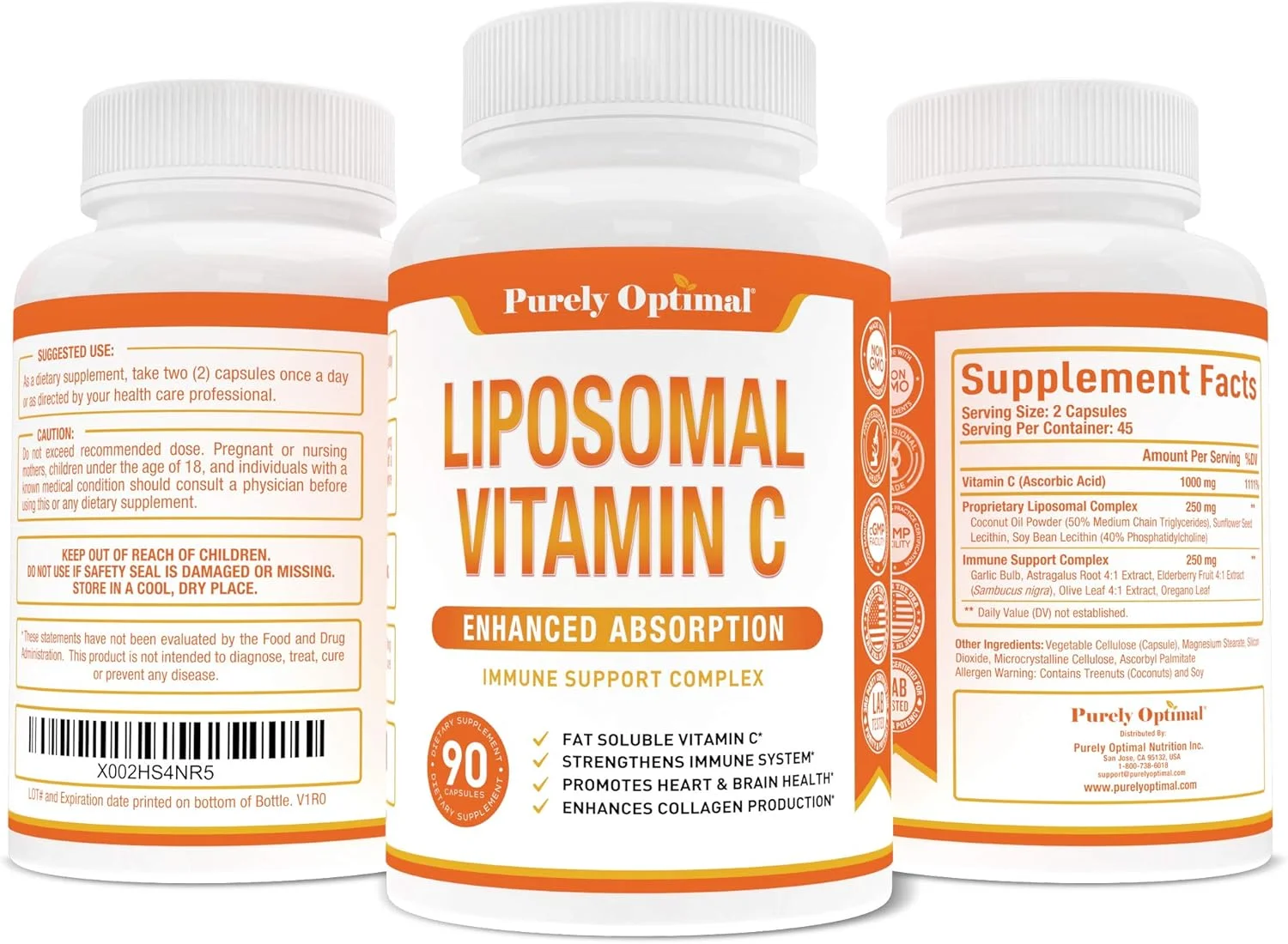 مکمل ویتامین C لیپوزومی پریمیوم Purely Optimal - جذب بالا، ویتامین C اسید اسکوربیک محلول در چربی 1000 میلی گرم برای حمایت از سیستم ایمنی - تقویت کننده کلاژن و سیستم ایمنی، غیر GMO، 90 کپسول مکمل ویتامین C لیپوزومی پریمیوم Purely Optimal - جذب بالا، ویتامین C اسید اسکوربیک محلول در چربی 1000 میلی گرم برای حمایت از سیستم ایمنی - تقویت کننده کلاژن و سیستم ایمنی، غیر GMO، 90 کپسول