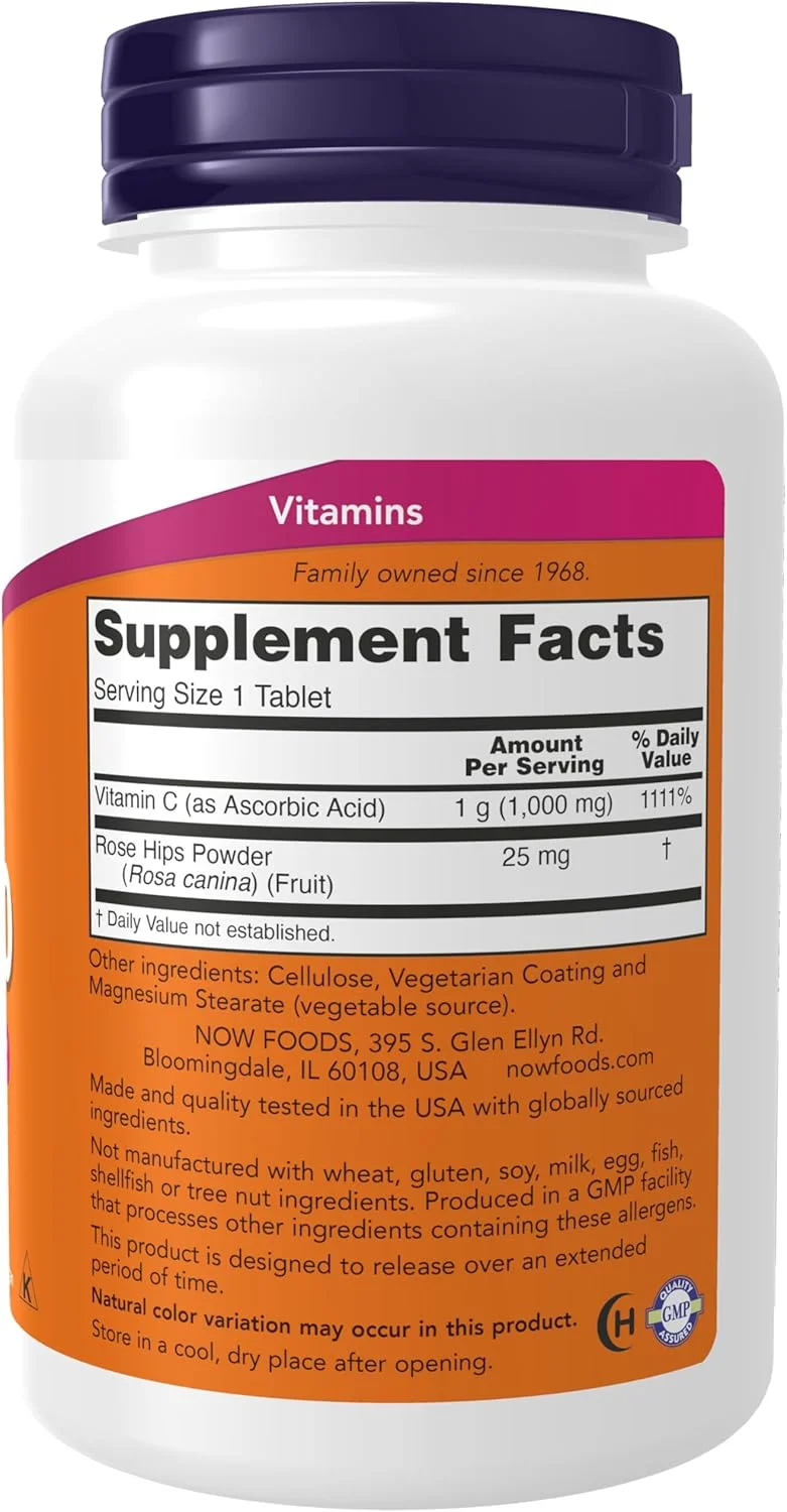 NOW Foods ویتامین C-1000 رهش پایدار به همراه گل رز، 100 قرص NOW Foods ویتامین C-1000 رهش پایدار به همراه گل رز، 100 قرص