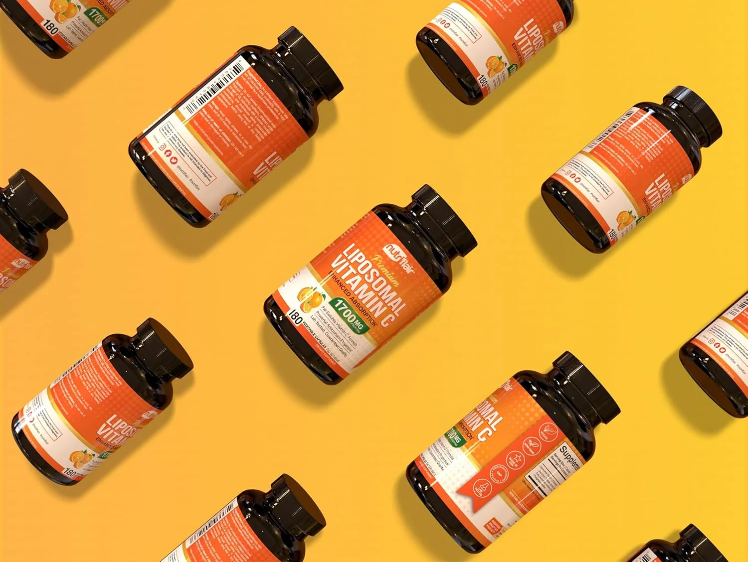 ویتامین C لیپوزومال NutriFlair (1700 میلی گرم، 180 کپسول) غیر GMO، قرص های وگان ویتامین C لیپوزومال NutriFlair (1700 میلی گرم، 180 کپسول) غیر GMO، قرص های وگان
