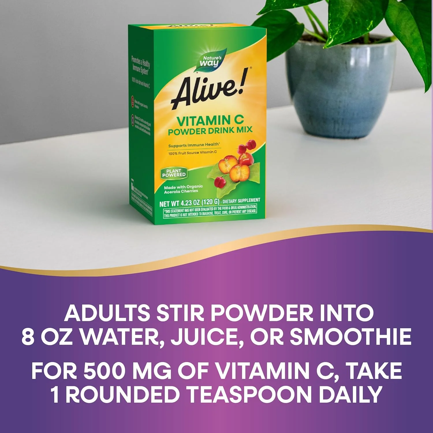 Nature's Way Nature s Way Alive Fruit Source Vitamin C Drink Mix Powder Organic Acerola Fruit 4 23 oz 120 g Nature's Way Nature s Way Alive Fruit Source Vitamin C Drink Mix Powder Organic Acerola Fruit 4 23 oz 120 g