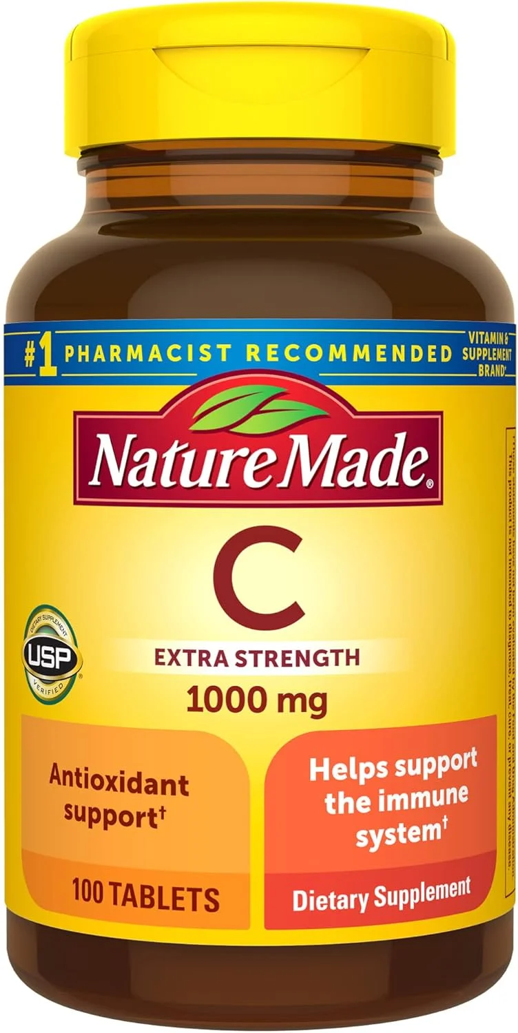 Nature Made ویتامین C 1000 میلی گرم، مکمل غذایی برای حمایت از سیستم ایمنی، 100 قرص، تامین 100 روزه