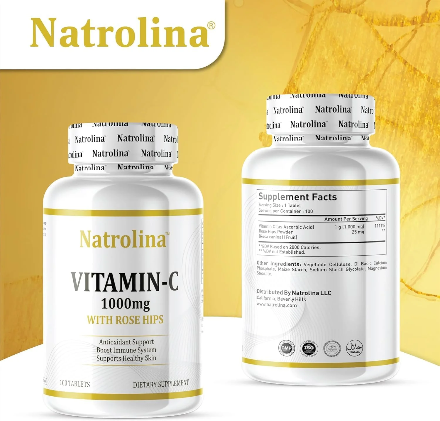 Natrolina Vitamin C 1000 mg with Rose Hips 100 Tablets Vegan | Antioxidant Protection, Boost Immune System & Supports Healthy Skin | 100 Days Supply Ascorbic Acid Vitamin C Supplement for Men Women Natrolina Vitamin C 1000 mg with Rose Hips 100 Tablets Vegan | Antioxidant Protection, Boost Immune System & Supports Healthy Skin | 100 Days Supply Ascorbic Acid Vitamin C Supplement for Men Women