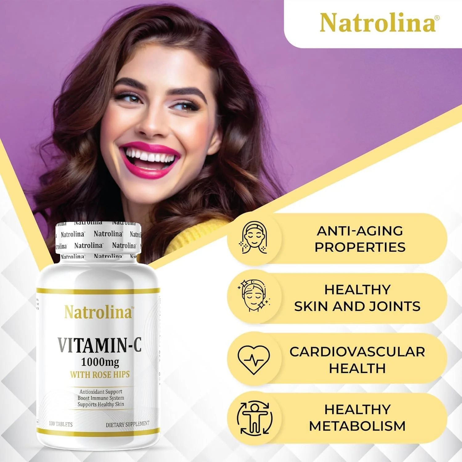 Natrolina Vitamin C 1000 mg with Rose Hips 100 Tablets Vegan | Antioxidant Protection, Boost Immune System & Supports Healthy Skin | 100 Days Supply Ascorbic Acid Vitamin C Supplement for Men Women Natrolina Vitamin C 1000 mg with Rose Hips 100 Tablets Vegan | Antioxidant Protection, Boost Immune System & Supports Healthy Skin | 100 Days Supply Ascorbic Acid Vitamin C Supplement for Men Women