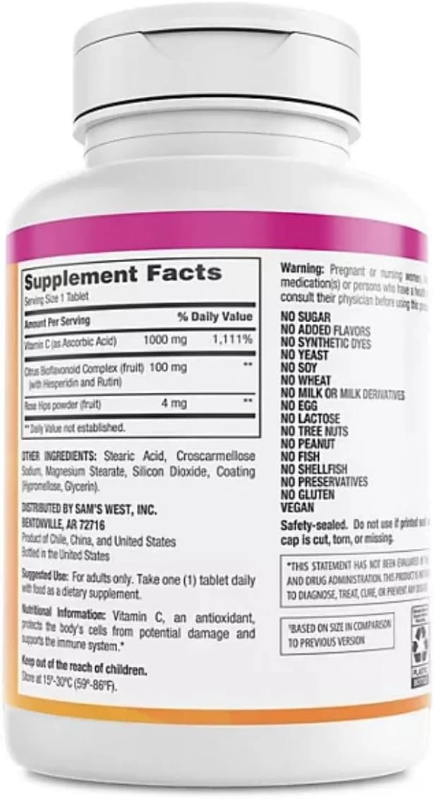 MEMBER´S MARK Vitamin C 1000 mg with Rosehips and Citrus Bioflavonoids (500 ct.)