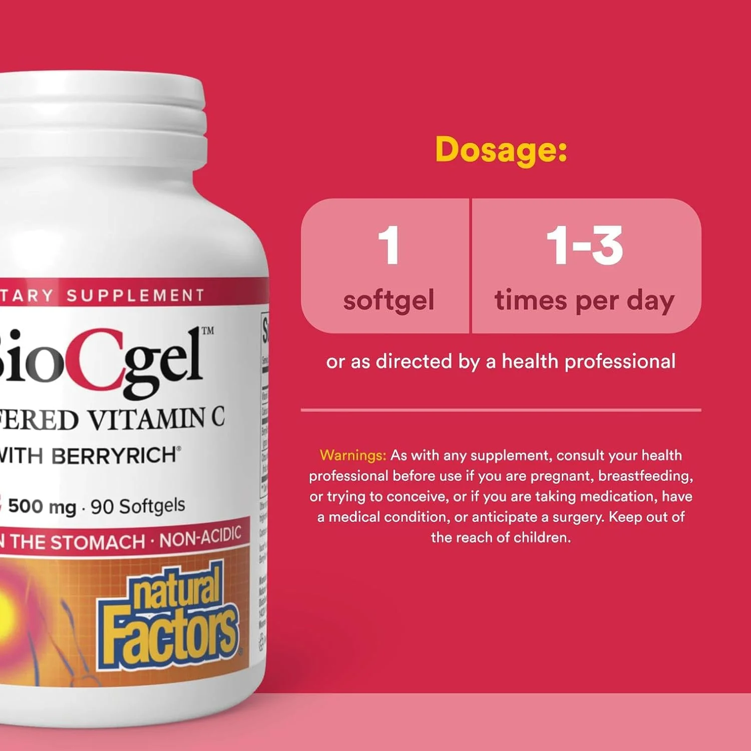 نچرال فاکتورز BioCgel آسکوربات C با جذب بالا، 500 میلی گرم، 90 سافت ژل نچرال فاکتورز BioCgel آسکوربات C با جذب بالا، 500 میلی گرم، 90 سافت ژل