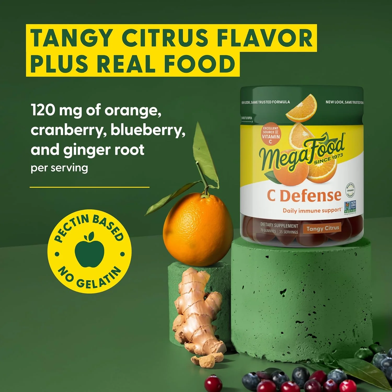 MegaFood C Defense - پاستیل ویتامین C برای پشتیبانی روزانه از سلامت سیستم ایمنی - وگان، بدون گلوتن، غیر GMO - طعم مرکبات تند - 70 پاستیل (35 سروینگ) MegaFood C Defense - پاستیل ویتامین C برای پشتیبانی روزانه از سلامت سیستم ایمنی - وگان، بدون گلوتن، غیر GMO - طعم مرکبات تند - 70 پاستیل (35 سروینگ)