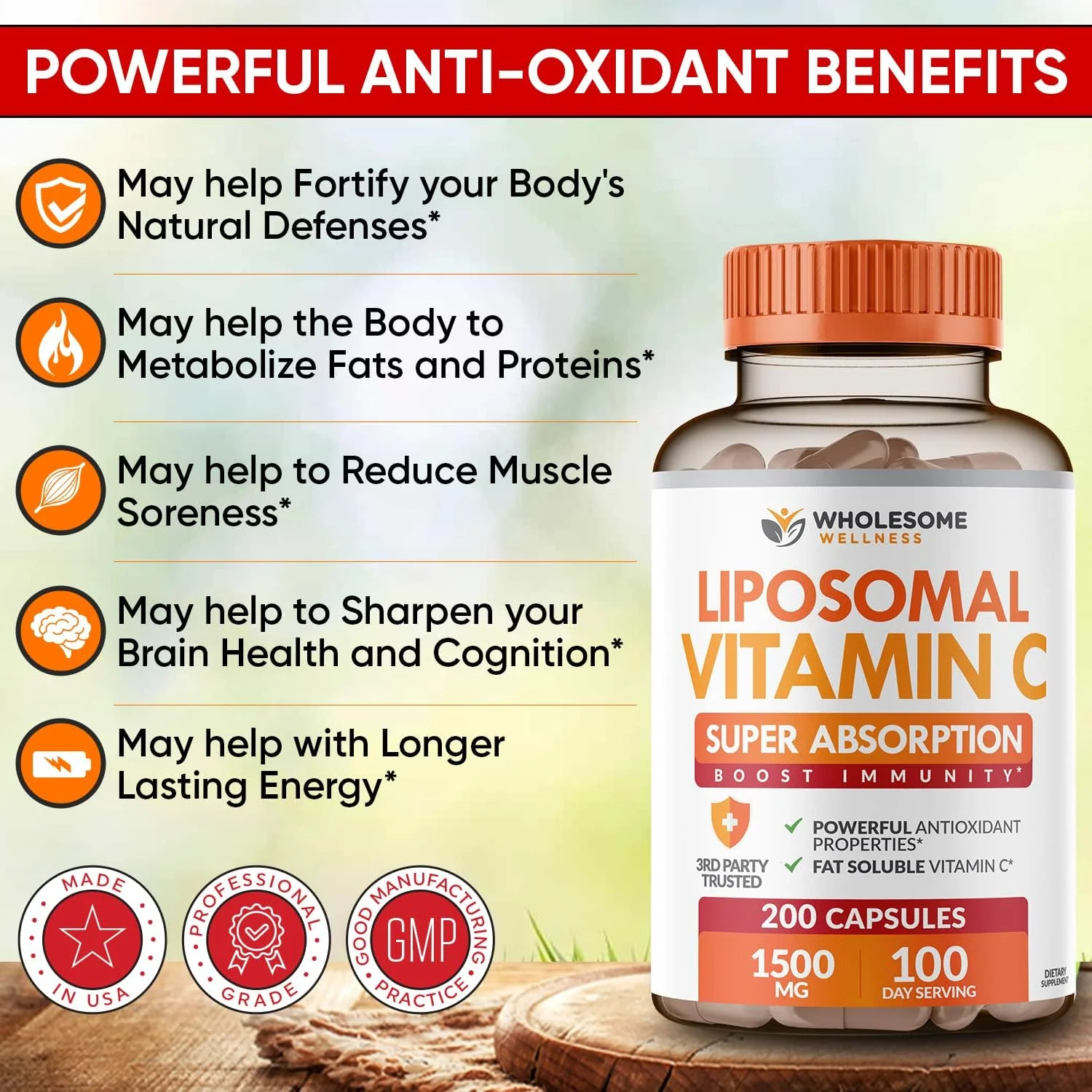 Liposomal Vitamin C Capsules (200 Pills 1500mg Buffered) High Absorption VIT C, Immune System & Collagen Booster, High Dose Fat Soluble Immunity Support Ascorbic Acid Supplement, Natural Vegan Liposomal Vitamin C Capsules (200 Pills 1500mg Buffered) High Absorption VIT C, Immune System & Collagen Booster, High Dose Fat Soluble Immunity Support Ascorbic Acid Supplement, Natural Vegan