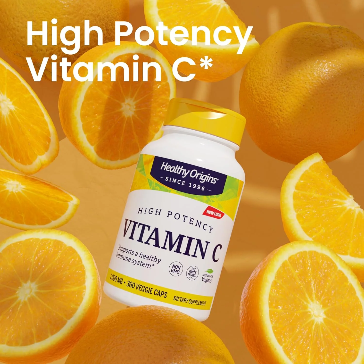 ویتامین C 1000 میلی گرم Healthy Origins - 360 کپسول گیاهی (تامین یک ساله) - مکمل ویتامین C - اسید اسکوربیک برای حمایت از سیستم ایمنی - پشتیبانی از عملکرد سلولی - مکمل بدون گلوتن و غیر GMO