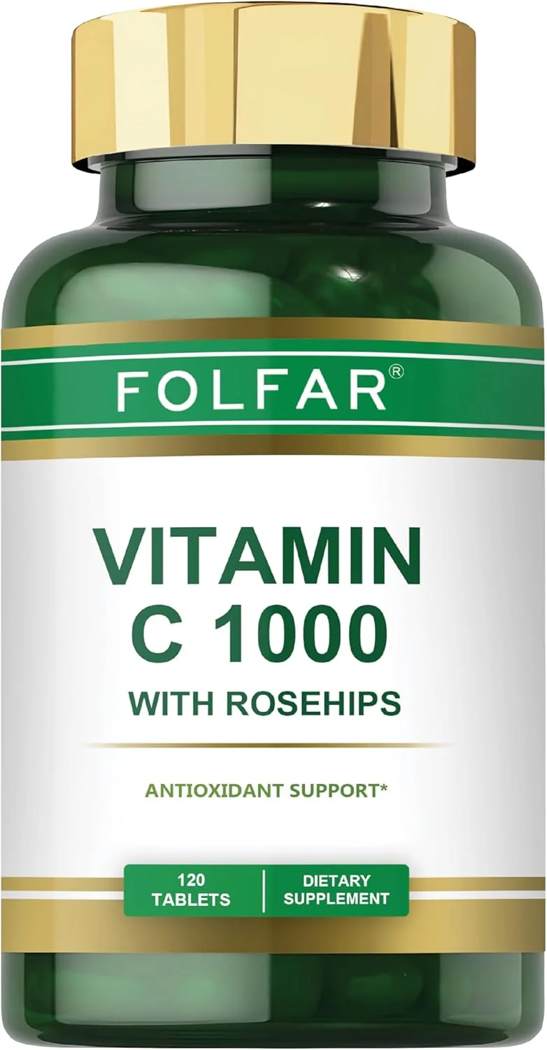 فولفار ویتامین C - 1000 میلی گرم (120 قرص) به همراه گل رز | محافظت آنتی اکسیدانی، تقویت سیستم ایمنی و پشتیبانی از سلامت پوست | مکمل اسید اسکوربیک برای 120 روز | غیر GMO، بدون گلوتن