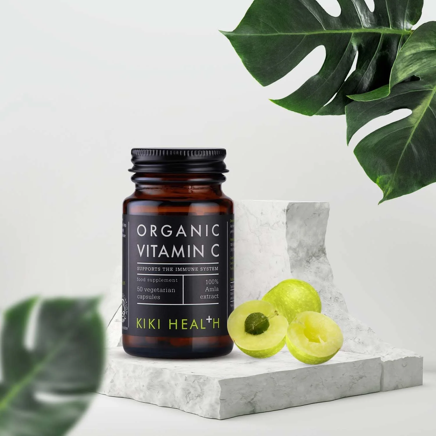مکمل ویتامین C گیاهی ارگانیک Kiki Health | حاوی مواد مغذی ضروری برای حمایت از سیستم ایمنی | تقویت سلامت پوست و تولید کلاژن | 50 کپسول گیاهی