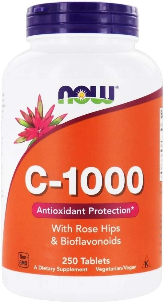 قرص ویتامین C 1000 Now Foods به همراه گل رز و بیوفلاونوئیدها، 250 عدد