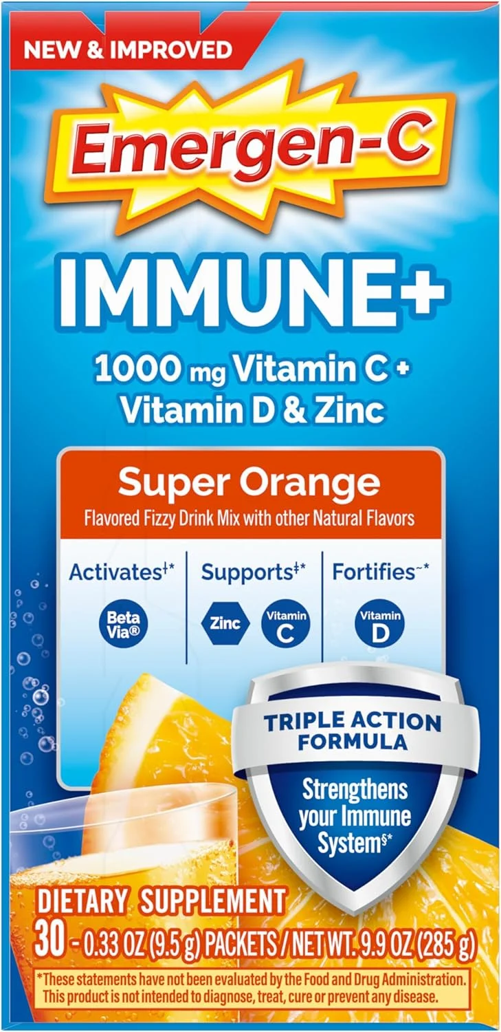 پودر ویتامین C 1000 میلی گرمی Emergen-C Immune+، حاوی ویتامین D، روی، آنتی اکسیدان ها و الکترولیت ها برای ایمنی، مکمل غذایی برای حمایت از سیستم ایمنی، طعم پرتقال فوق العاده - 30 عدد/ تامین یک ماهه پودر ویتامین C 1000 میلی گرمی Emergen-C Immune+، حاوی ویتامین D، روی، آنتی اکسیدان ها و الکترولیت ها برای ایمنی، مکمل غذایی برای حمایت از سیستم ایمنی، طعم پرتقال فوق العاده - 30 عدد/ تامین یک ماهه