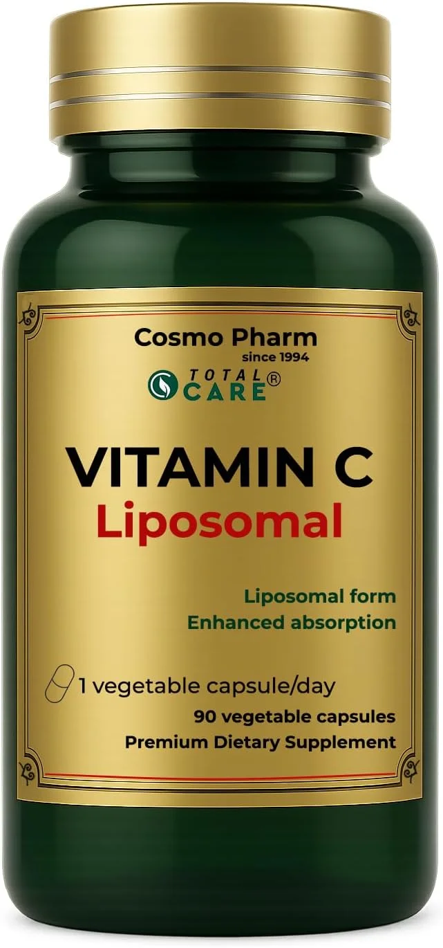کپسول ویتامین C لیپوزومال 500 میلی گرمی COSMO PHARM - جذب بالا، ملایم بر روی دستگاه گوارش - تقویت سیستم ایمنی و افزایش آنتی اکسیدان، 90 کپسول گیاهی