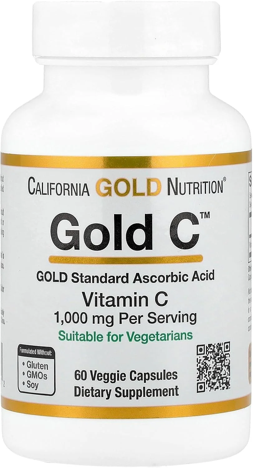 California Gold Nutrition, Gold C™, ویتامین C درجه USP، 1000 میلی گرم، 60 کپسول گیاهی
