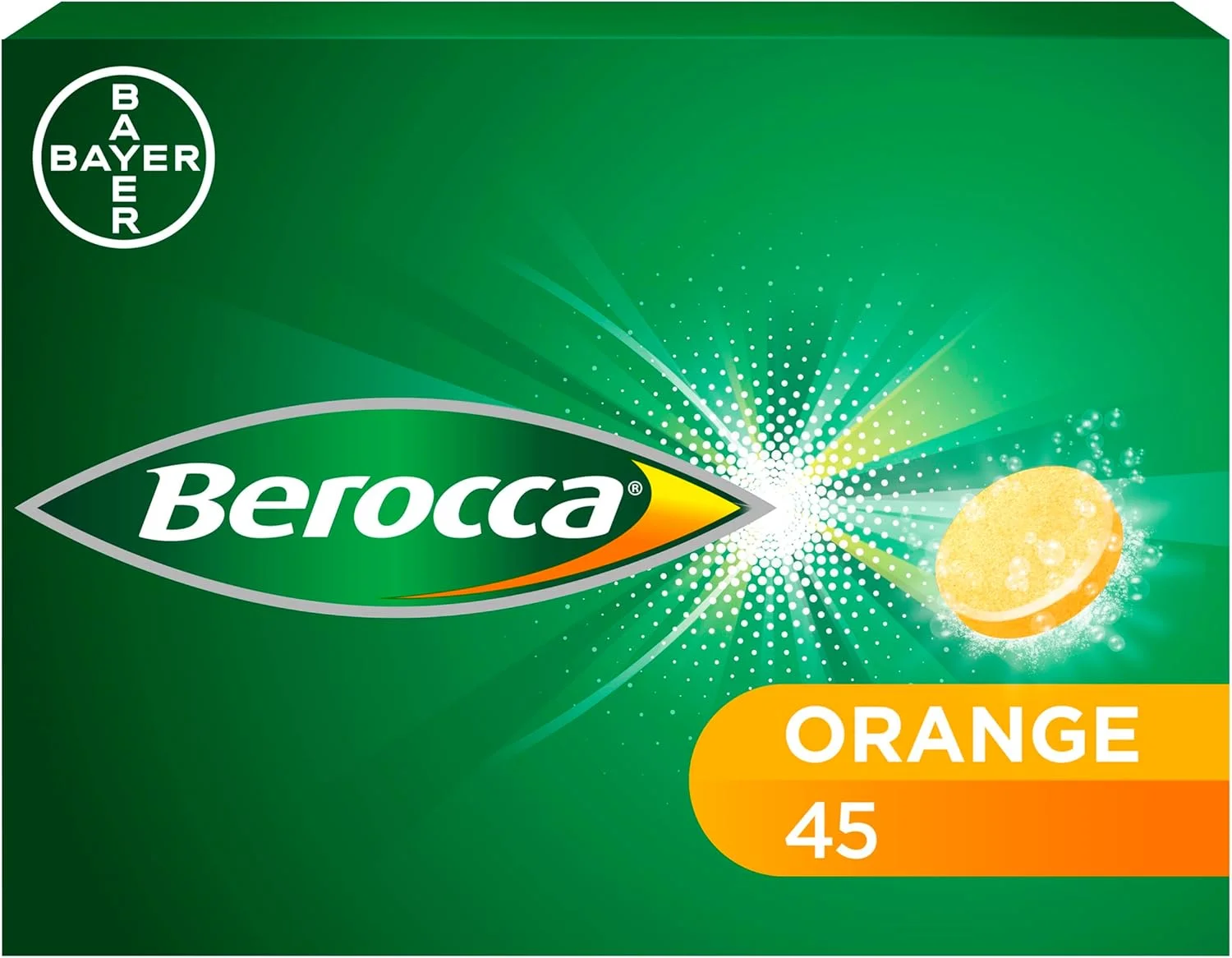 قرص های جوشان ویتامین C با طعم پرتقال Berocca، بسته 45 عددی