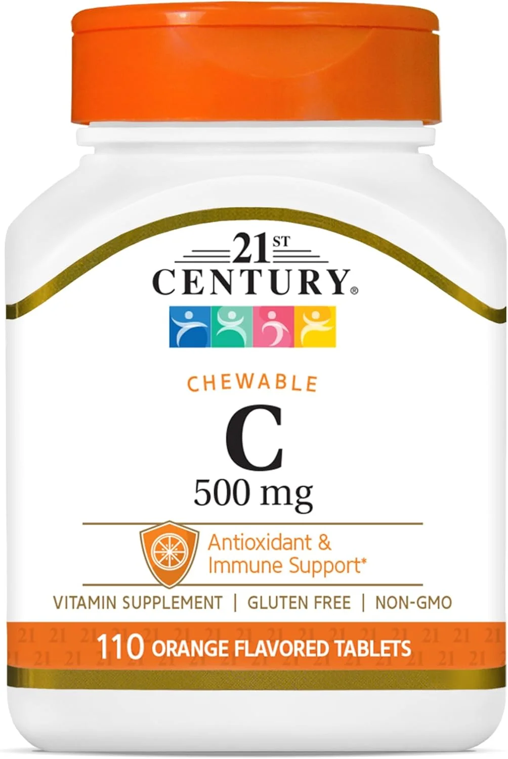 قرص جویدنی ویتامین C 500 میلی گرم با طعم پرتقال 21st Century - 110 عدد