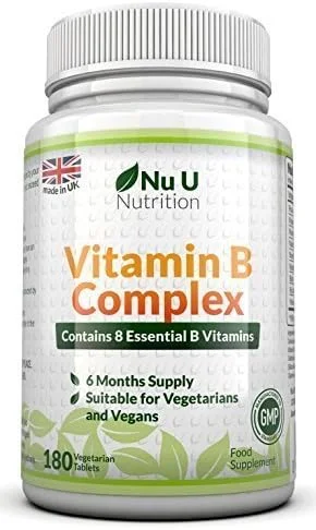Vitamin B Complex High Strength - 180 Vegan Tablets - 6 Month Supply - Contains All 8 B Vitamins in 1 Tablet - Vitamins B1, B2, B3, B5, B6, B12, Biotin & Folic Acid - Nu U Nutrition Vitamin B Complex High Strength - 180 Vegan Tablets - 6 Month Supply - Contains All 8 B Vitamins in 1 Tablet - Vitamins B1, B2, B3, B5, B6, B12, Biotin & Folic Acid - Nu U Nutrition