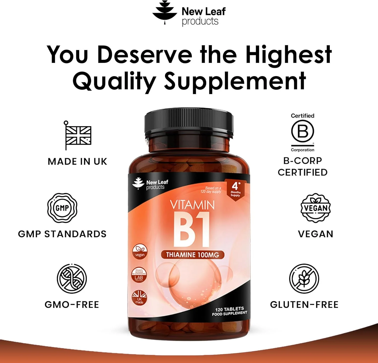 Vitamin B1 Thiamine Supplement 100mg (4 Months Value Supply) Thiamine Vitamin B1 High Strength – Heart Health, Healthy Nervous System, Immune Health, Energy Release Vegan, Gluten-Free, UK,120 Tablets Vitamin B1 Thiamine Supplement 100mg (4 Months Value Supply) Thiamine Vitamin B1 High Strength – Heart Health, Healthy Nervous System, Immune Health, Energy Release Vegan, Gluten-Free, UK,120 Tablets