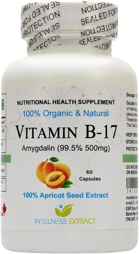 WELLNESS EXTRACT Asterveda Vitamin B17 Amygdalin 99.5% Apricot Extract Organic Natural -60 Capsules WELLNESS EXTRACT Asterveda Vitamin B17 Amygdalin 99.5% Apricot Extract Organic Natural -60 Capsules