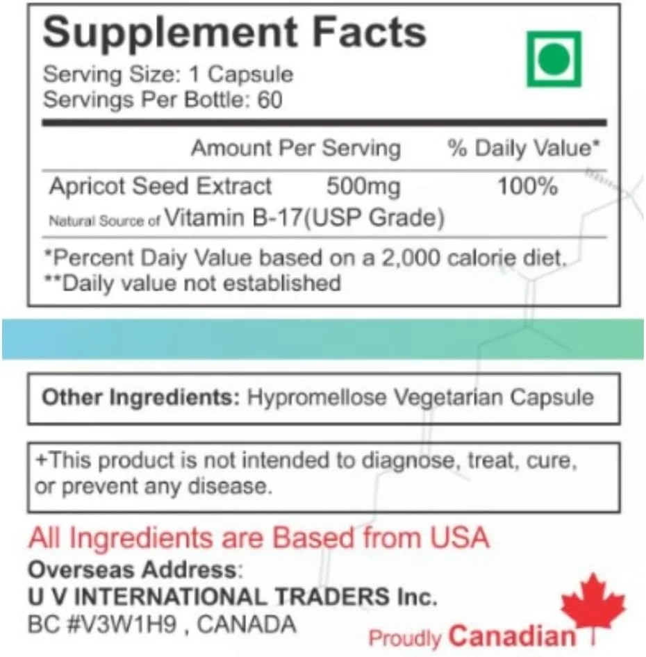 WELLNESS EXTRACT Asterveda Vitamin B17 Amygdalin 99.5% Apricot Extract Organic Natural -60 Capsules WELLNESS EXTRACT Asterveda Vitamin B17 Amygdalin 99.5% Apricot Extract Organic Natural -60 Capsules