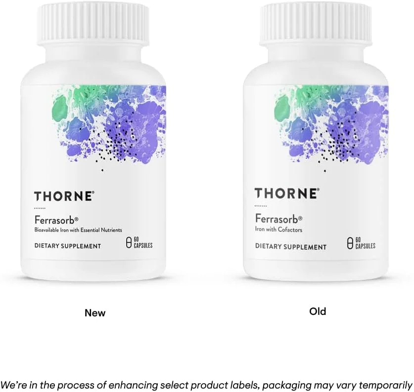 THORNE Ferrasorb - 36 میلی گرم آهن به همراه مواد مغذی ضروری - فرمول پشتیبانی کامل خون - آهن المنتال، فولات، ویتامین های B و C برای جذب بهینه - بدون گلوتن - 60 کپسول THORNE Ferrasorb - 36 میلی گرم آهن به همراه مواد مغذی ضروری - فرمول پشتیبانی کامل خون - آهن المنتال، فولات، ویتامین های B و C برای جذب بهینه - بدون گلوتن - 60 کپسول