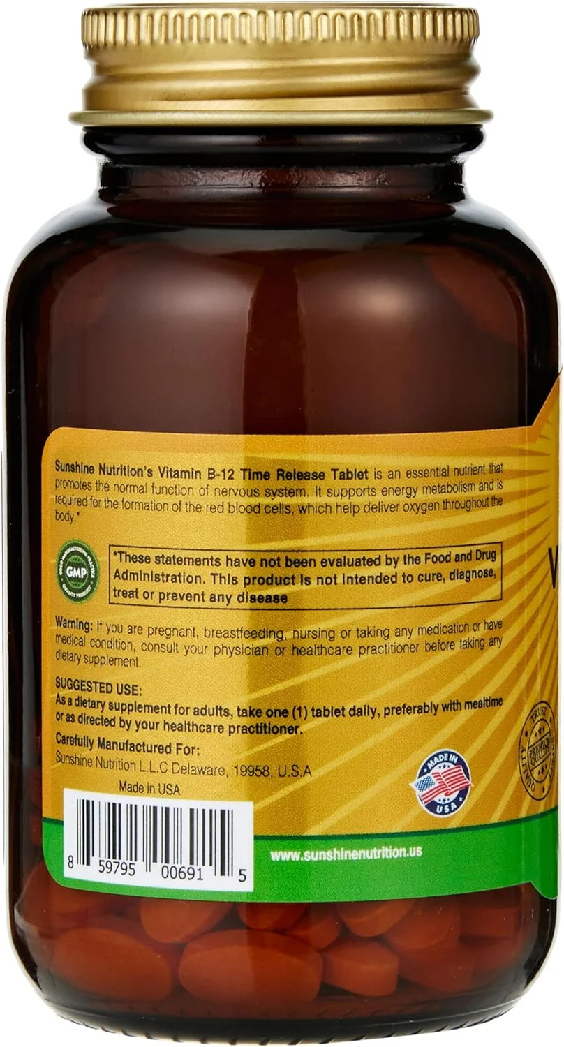 سان شاین نوتریشن ویتامین ب-۱۲ رهش زمانی ۱۰۰۰ میکروگرم | برای پشتیبانی از سیستم عصبی سالم | منبع برتر انرژی | ۱۰۰ کپسول سان شاین نوتریشن ویتامین ب-۱۲ رهش زمانی ۱۰۰۰ میکروگرم | برای پشتیبانی از سیستم عصبی سالم | منبع برتر انرژی | ۱۰۰ کپسول
