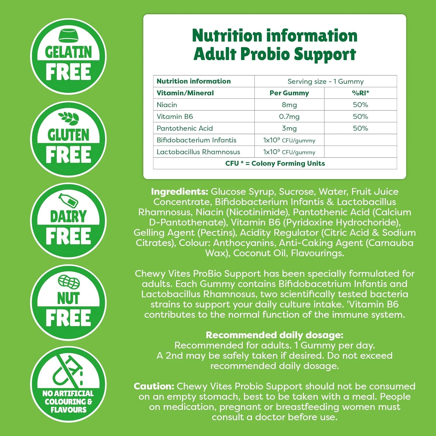 پاستیل جویدنی پروبیوتیک مخصوص بزرگسالان Chewy Vites حاوی 60 عدد | 2 میلیارد کشت بیوتیک | ویتامین های B3، B5 و B6 برای ایمنی | تامین 2 ماهه | طعم لذیذ | وگان | آب میوه واقعی | طعم توت قرمز پاستیل جویدنی پروبیوتیک مخصوص بزرگسالان Chewy Vites حاوی 60 عدد | 2 میلیارد کشت بیوتیک | ویتامین های B3، B5 و B6 برای ایمنی | تامین 2 ماهه | طعم لذیذ | وگان | آب میوه واقعی | طعم توت قرمز