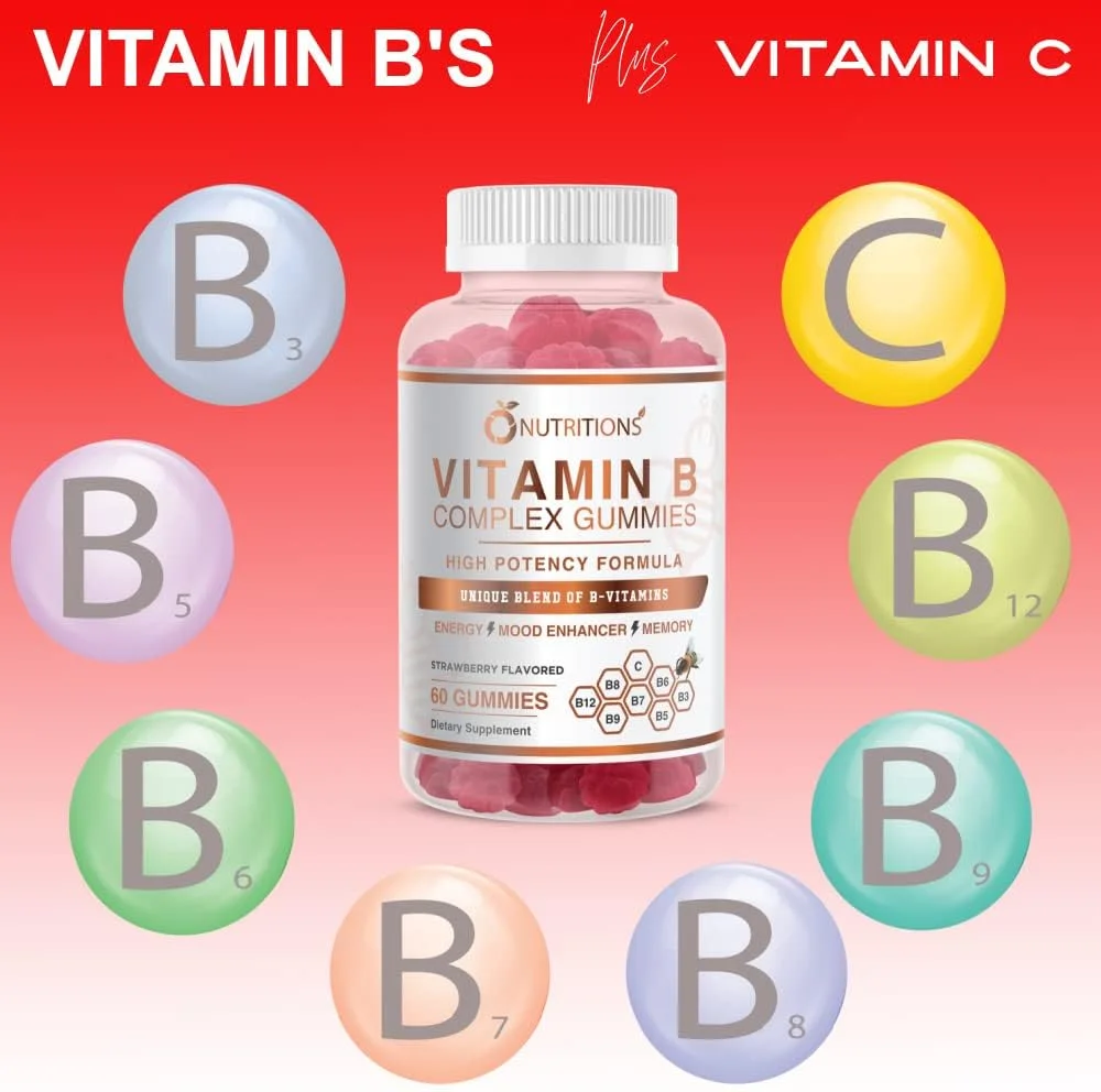 پاستیل های کمپلکس ویتامین B وگان O NUTRITIONS حاوی ویتامین B12، B7 به عنوان بیوتین، B6، B3 به عنوان نیاسین، B5، B6، B8، B9 به عنوان فولات برای استرس، انرژی و سیستم ایمنی سالم (1 بسته) پاستیل های کمپلکس ویتامین B وگان O NUTRITIONS حاوی ویتامین B12، B7 به عنوان بیوتین، B6، B3 به عنوان نیاسین، B5، B6، B8، B9 به عنوان فولات برای استرس، انرژی و سیستم ایمنی سالم (1 بسته)