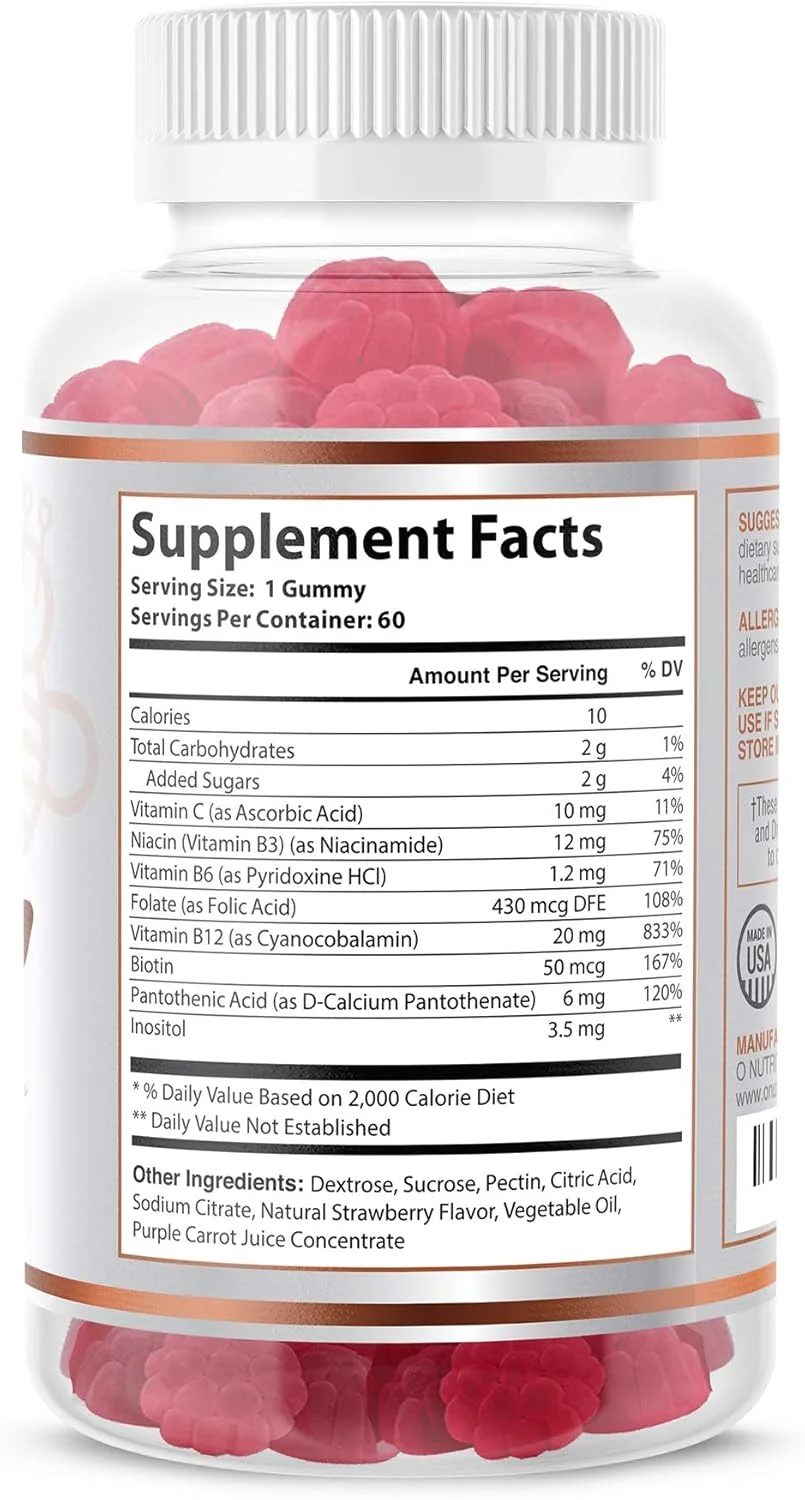 پاستیل های کمپلکس ویتامین B وگان O NUTRITIONS حاوی ویتامین B12، B7 به عنوان بیوتین، B6، B3 به عنوان نیاسین، B5، B6، B8، B9 به عنوان فولات برای استرس، انرژی و سیستم ایمنی سالم (1 بسته) پاستیل های کمپلکس ویتامین B وگان O NUTRITIONS حاوی ویتامین B12، B7 به عنوان بیوتین، B6، B3 به عنوان نیاسین، B5، B6، B8، B9 به عنوان فولات برای استرس، انرژی و سیستم ایمنی سالم (1 بسته)