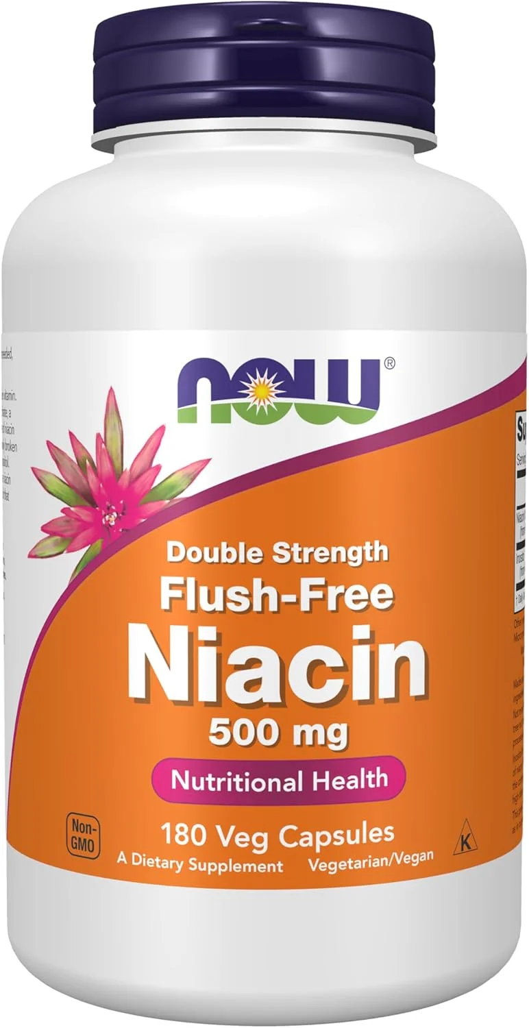 مکمل های ناو، نیاسین (ویتامین ب-3) 500 میلی گرم، بدون گرگرفتگی، دو برابر قوی، سلامت تغذیه، 180 کپسول گیاهی