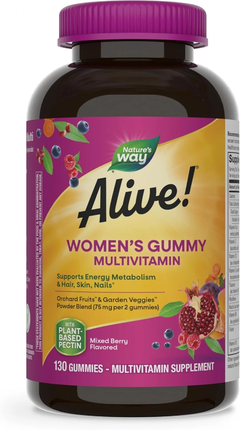 پاستیل مولتی ویتامین بانوان Nature's Way با طعم توت مخلوط و ویتامین های B، 130 عدد